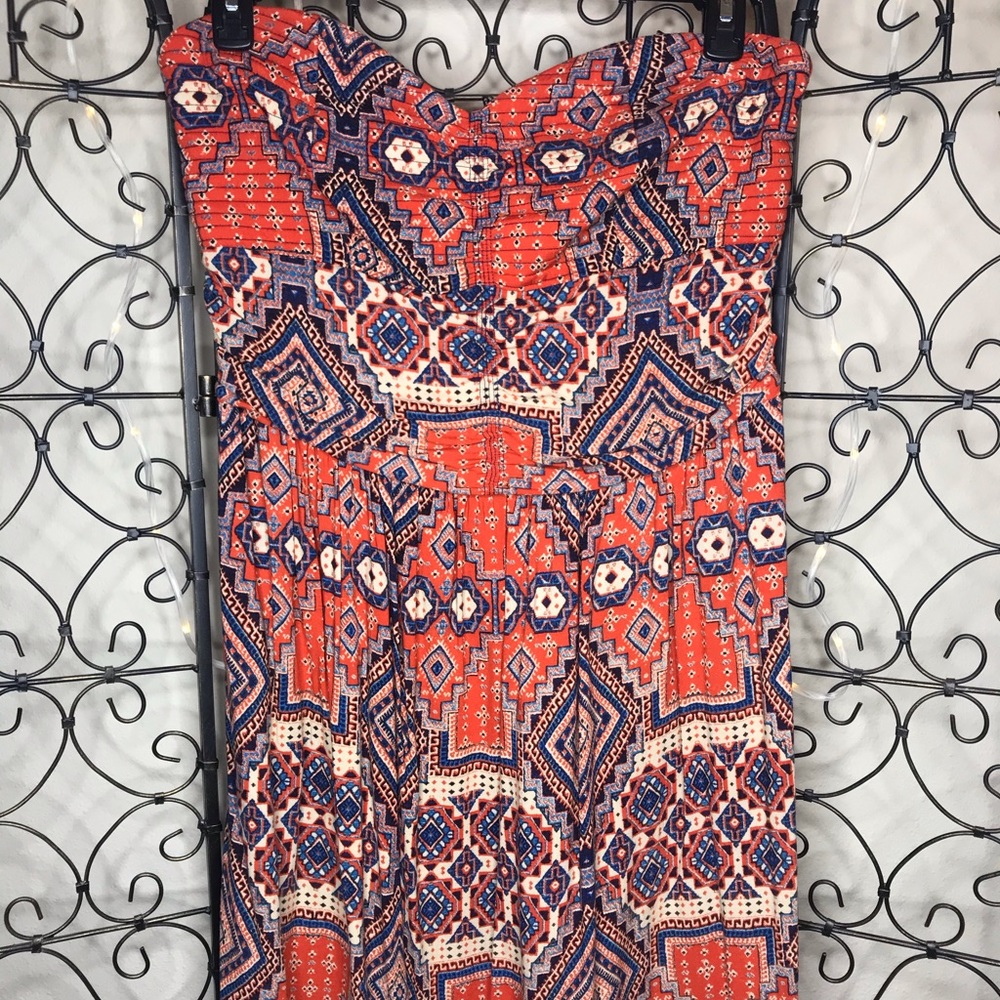 Aztec print, strapless, stretchy sundress